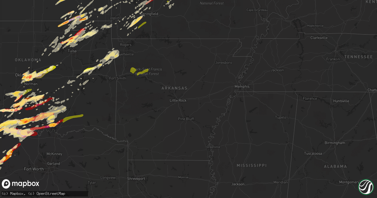 Hail map in Arkansas on May 20, 2013
