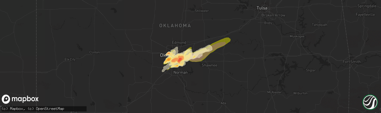 Hail map in Choctaw, OK on May 20, 2013