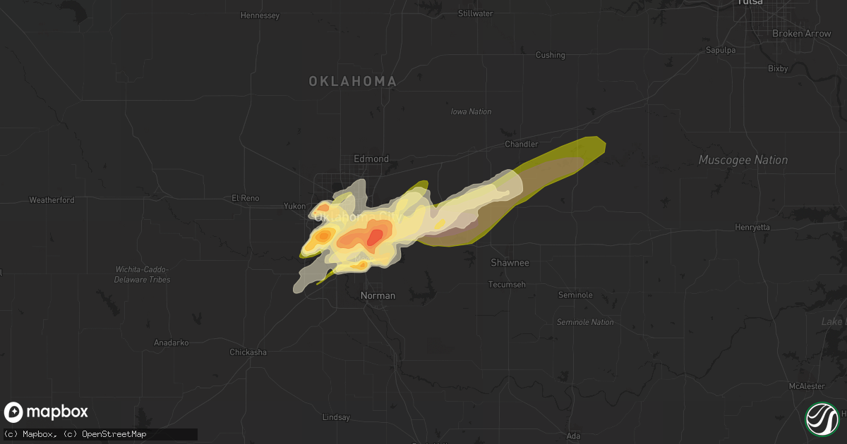 Hail map in Choctaw, OK on May 20, 2013