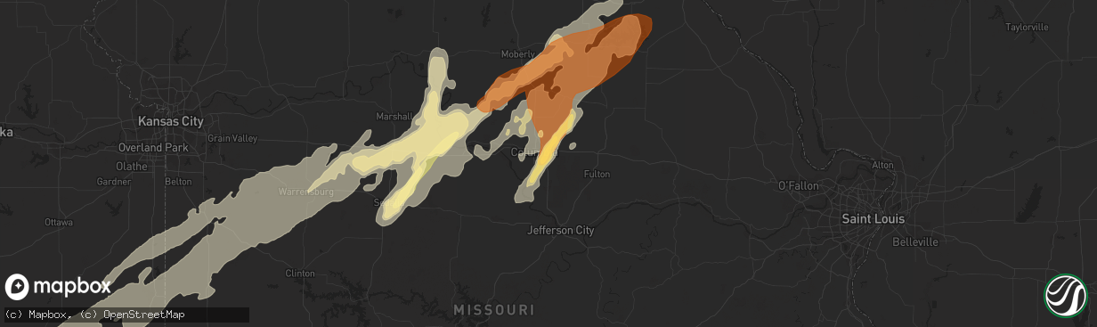 Hail map in Columbia, MO on May 20, 2013