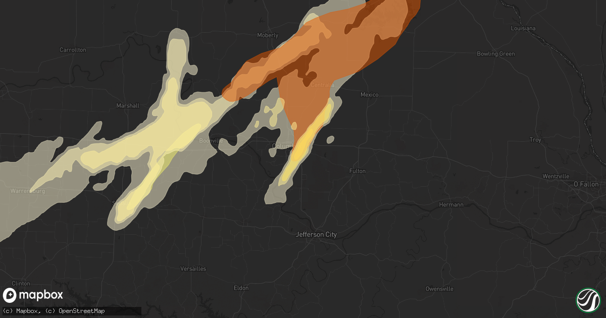 Hail map in Columbia, MO on May 20, 2013