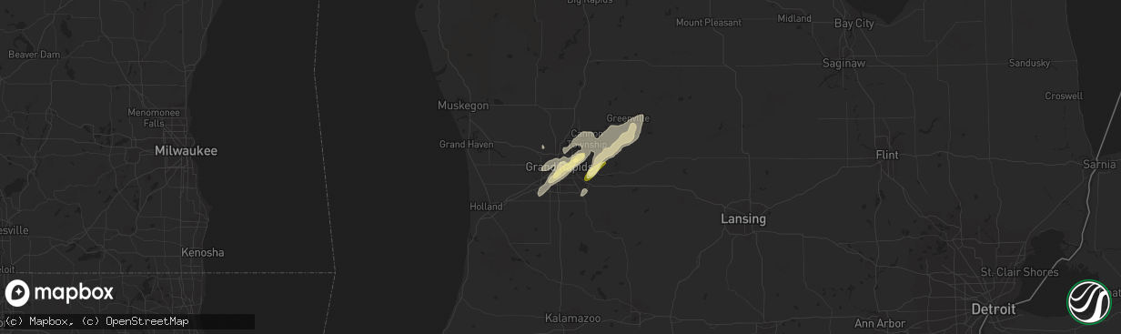 Hail map in Grand Rapids, MI on May 20, 2013