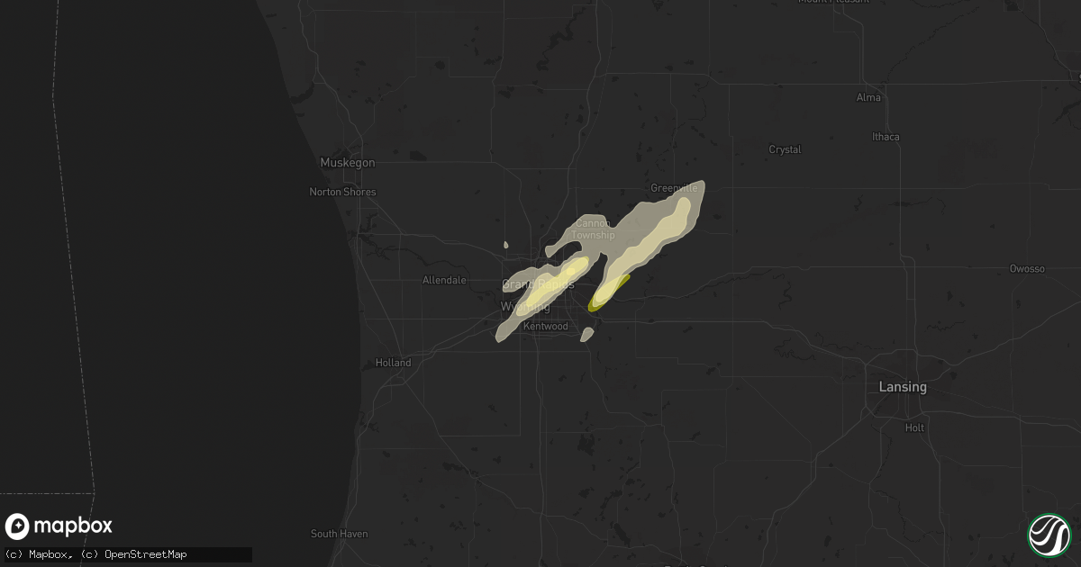 Hail map in Grand Rapids, MI on May 20, 2013