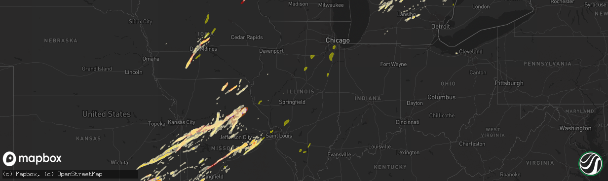 Hail map in Illinois on May 20, 2013