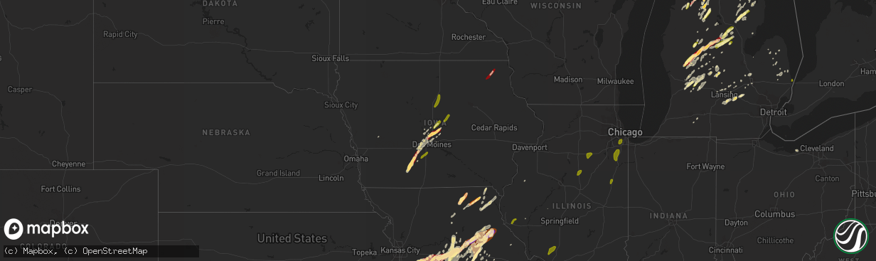 Hail map in Iowa on May 20, 2013
