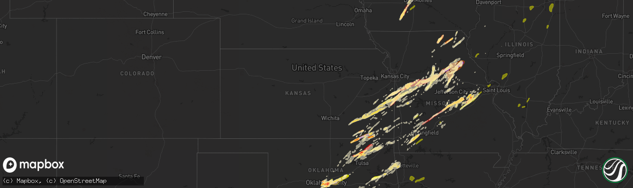 Hail map in Kansas on May 20, 2013
