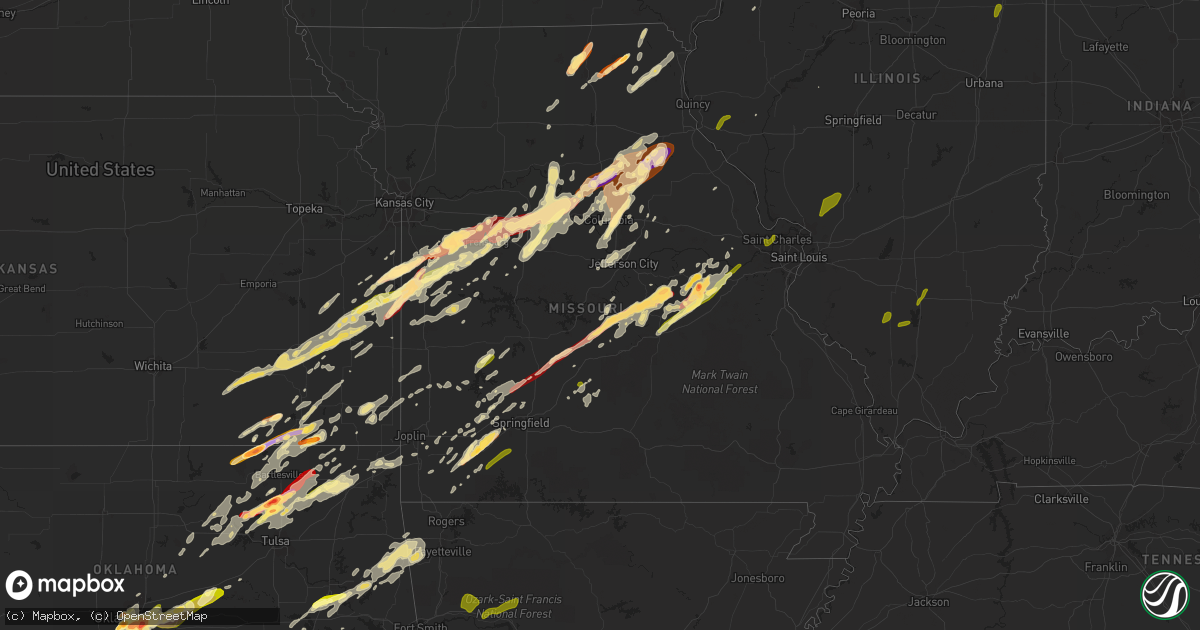 Hail map in Missouri on May 20, 2013