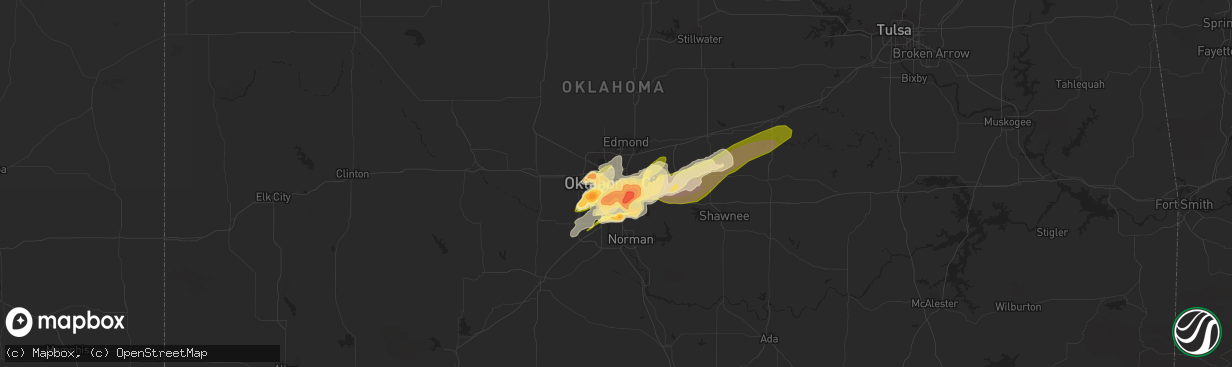 Hail map in Oklahoma City, OK on May 20, 2013