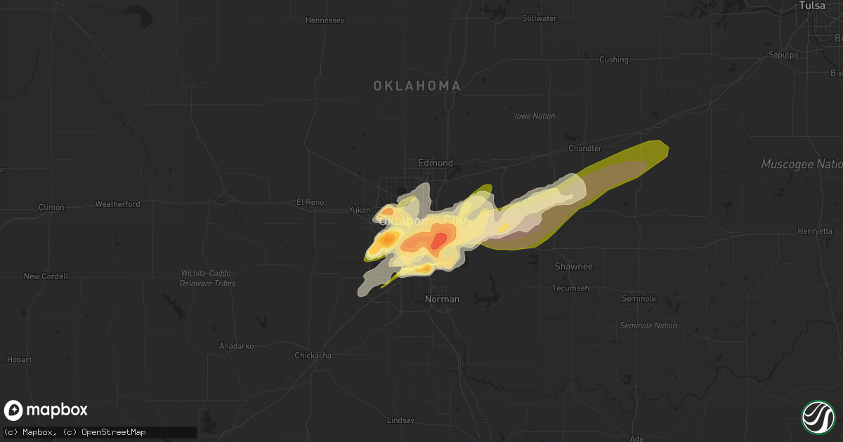 Hail map in Oklahoma City, OK on May 20, 2013
