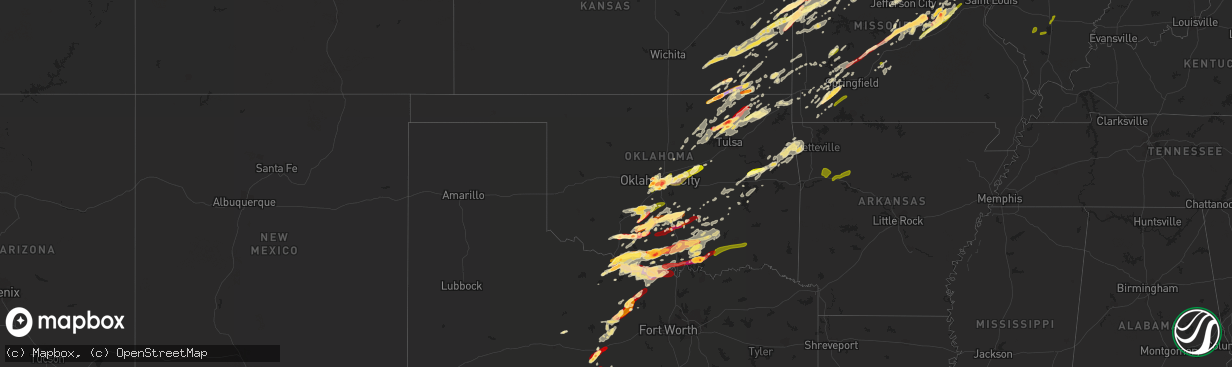 Hail map in Oklahoma on May 20, 2013