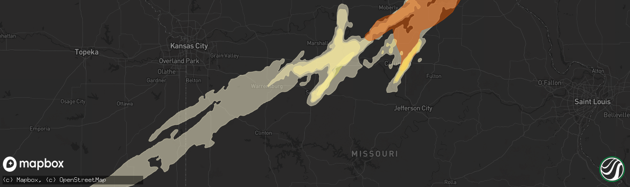 Hail map in Sedalia, MO on May 20, 2013
