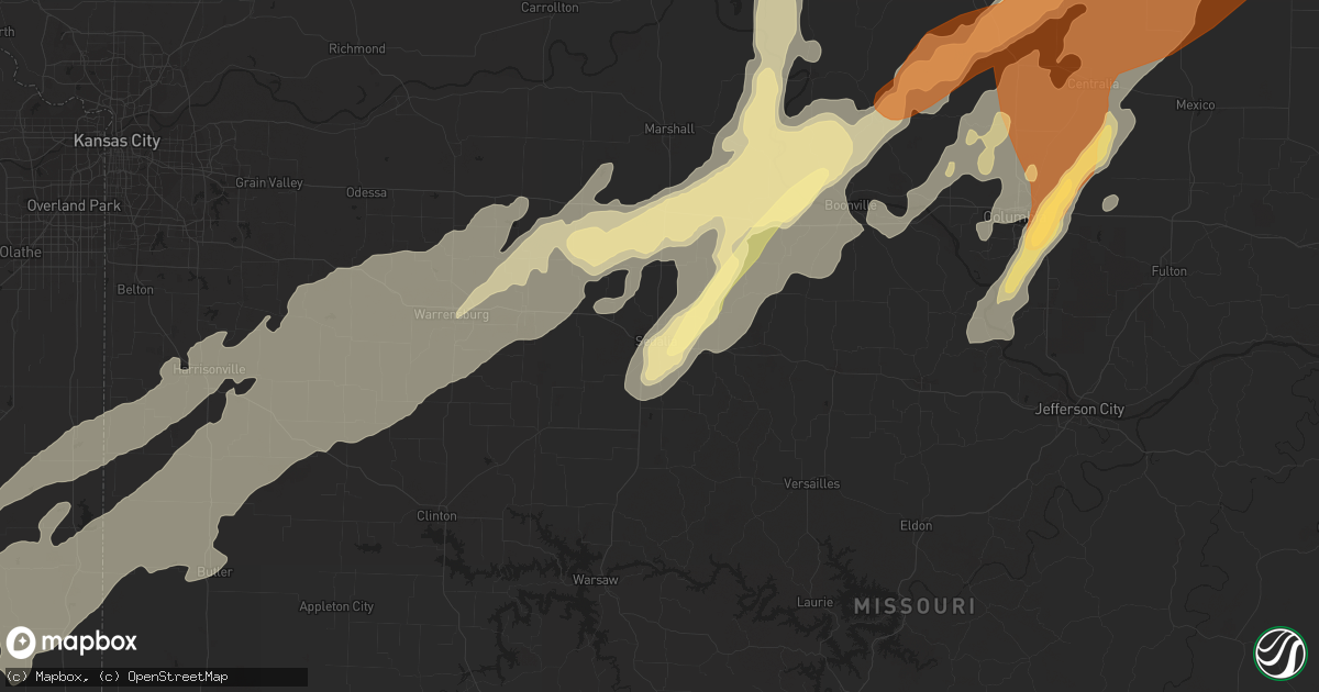 Hail map in Sedalia, MO on May 20, 2013