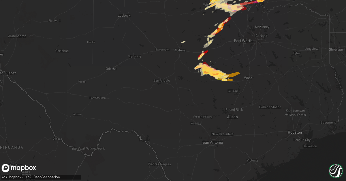 Hail map in Texas on May 20, 2013