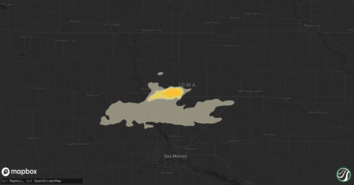 Hail map in Ames, IA on May 20, 2014
