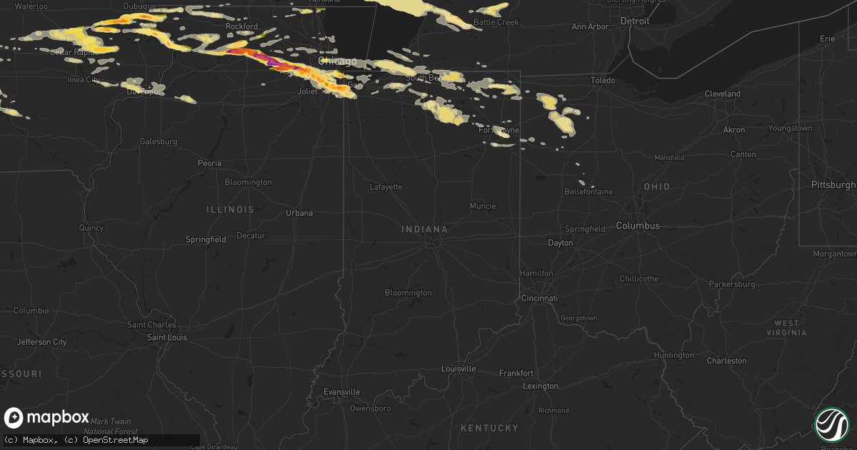 Hail map in Indiana on May 20, 2014
