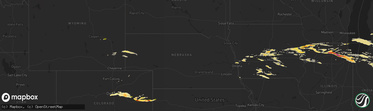 Hail map in Nebraska on May 20, 2014