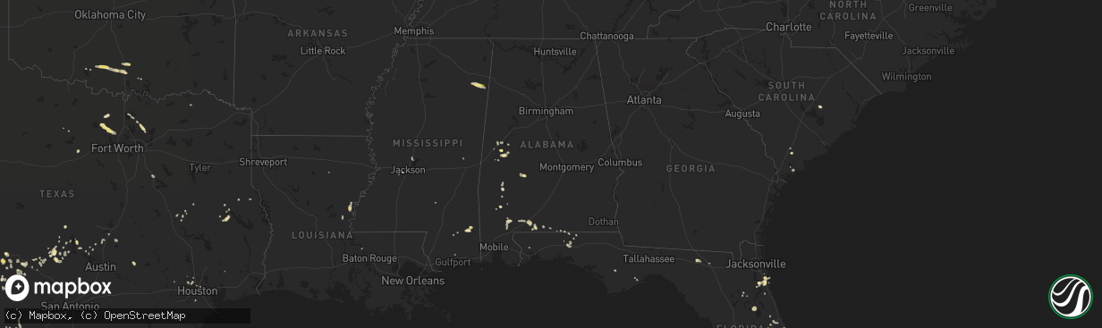 Hail map in Alabama on May 20, 2015