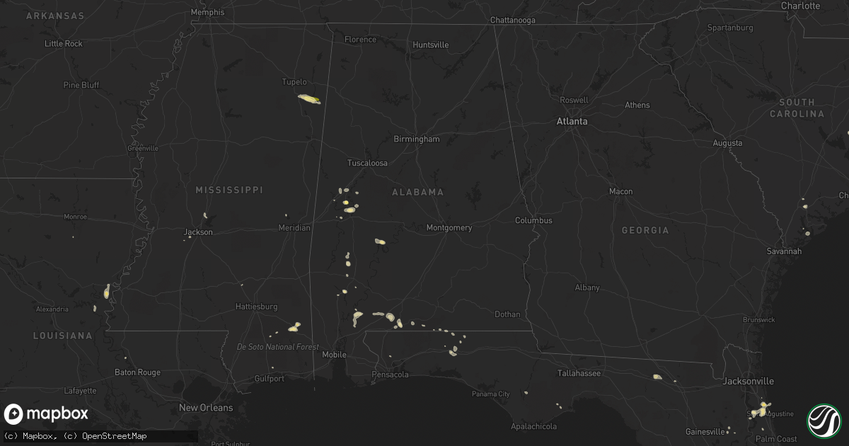 Hail map in Alabama on May 20, 2015