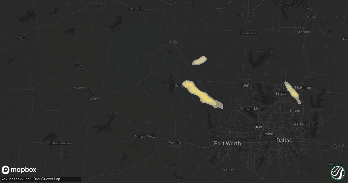 Hail map in Bridgeport, TX on May 20, 2015