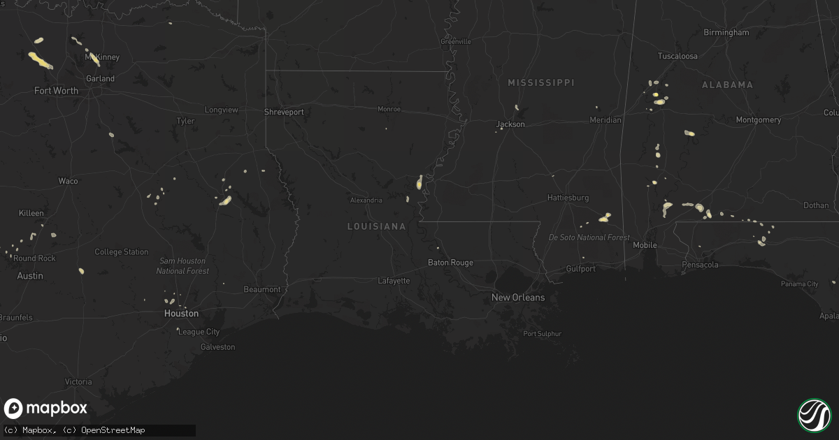 Hail map in Louisiana on May 20, 2015