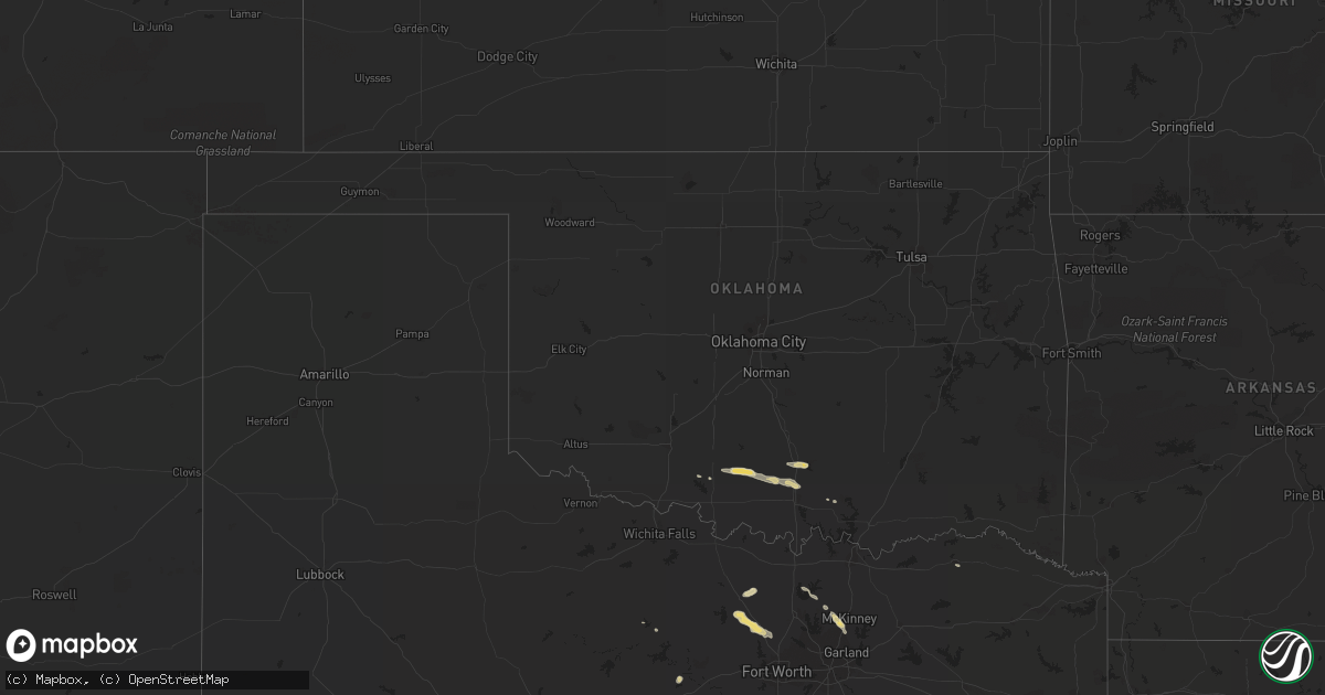 Hail map in Oklahoma on May 20, 2015