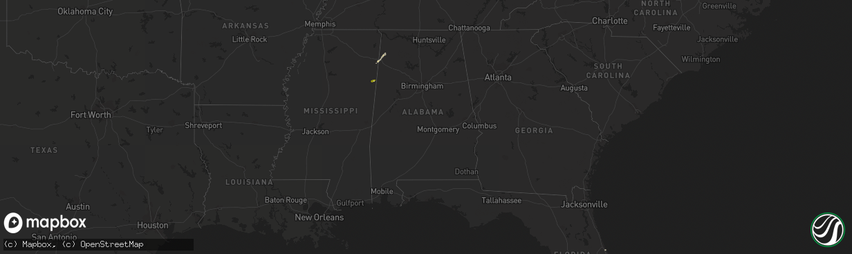 Hail map in Alabama on May 20, 2016