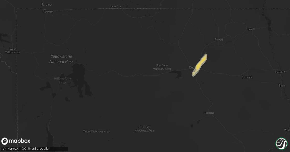 Hail map in Cody, WY on May 20, 2016