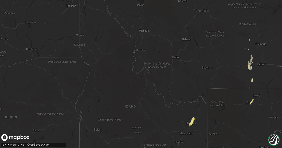 Hail map in Idaho on May 20, 2016