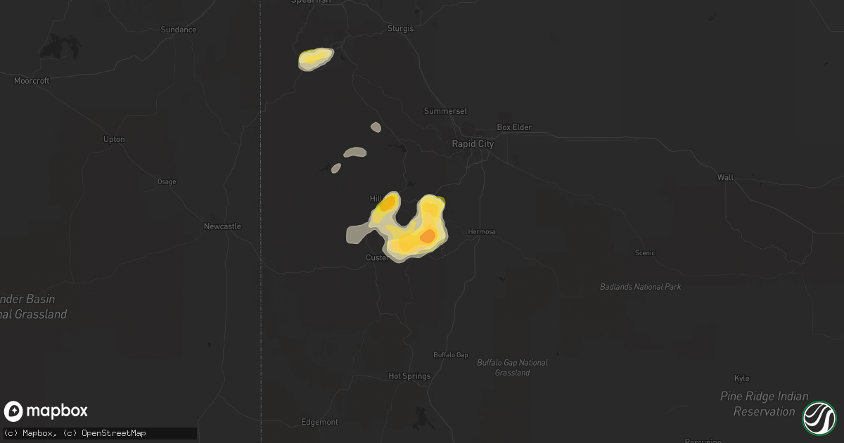 Hail map in Keystone, SD on May 20, 2016