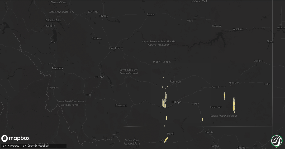 Hail map in Montana on May 20, 2016