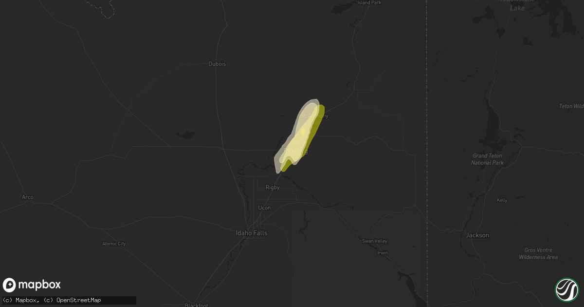 Hail map in Rexburg, ID on May 20, 2016