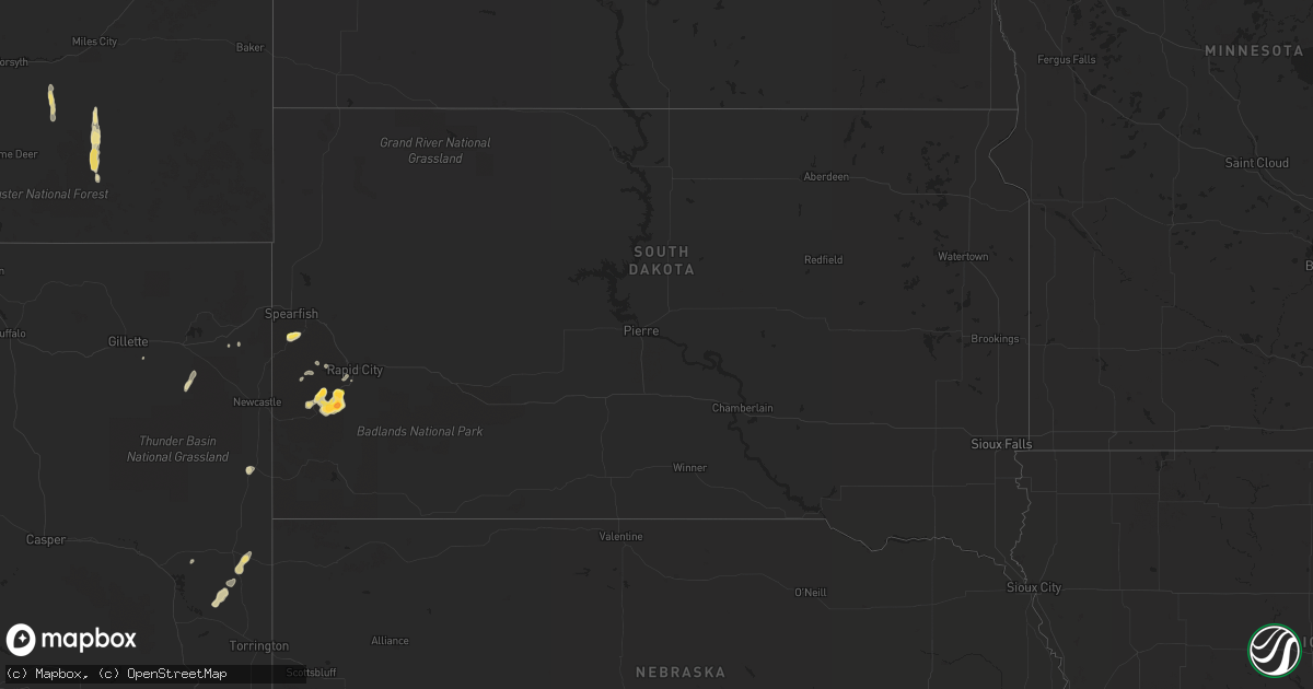Hail map in South Dakota on May 20, 2016