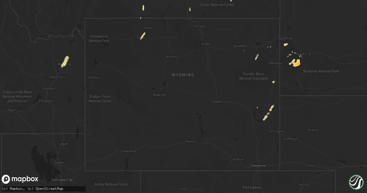 Hail map in Wyoming on May 20, 2016