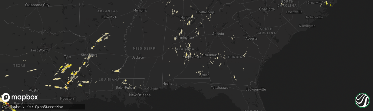 Hail map in Alabama on May 20, 2017