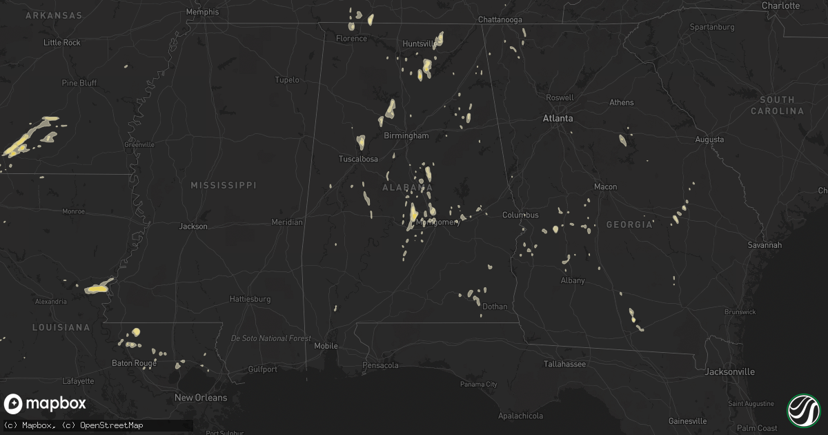 Hail map in Alabama on May 20, 2017