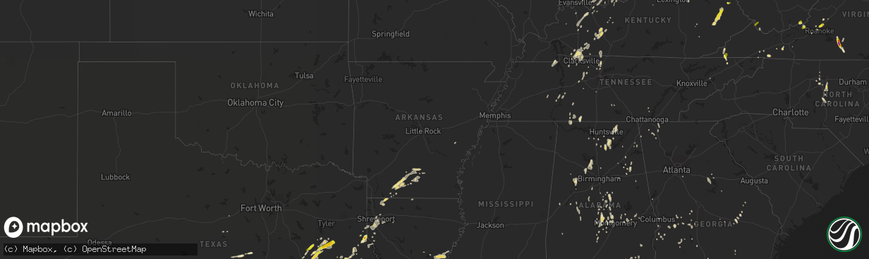 Hail map in Arkansas on May 20, 2017