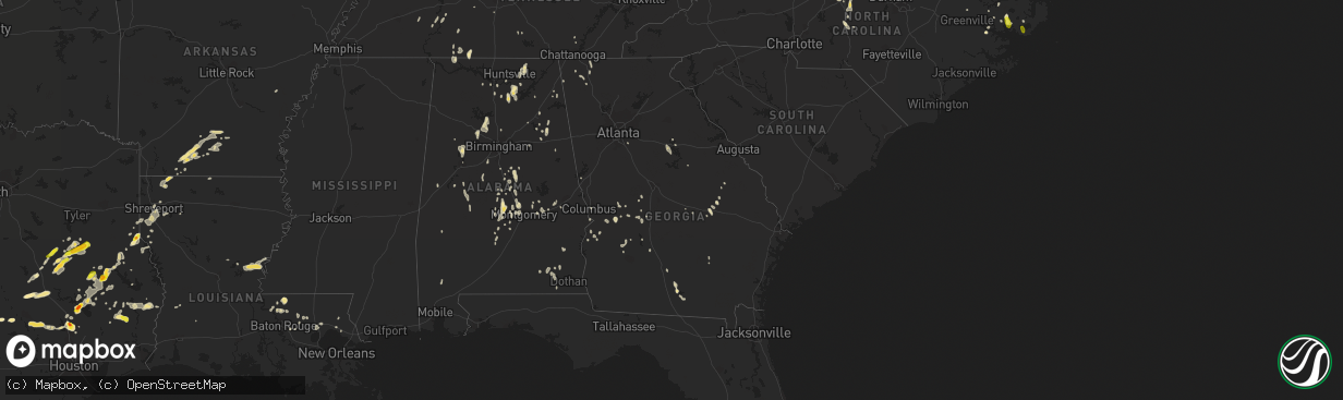 Hail map in Georgia on May 20, 2017