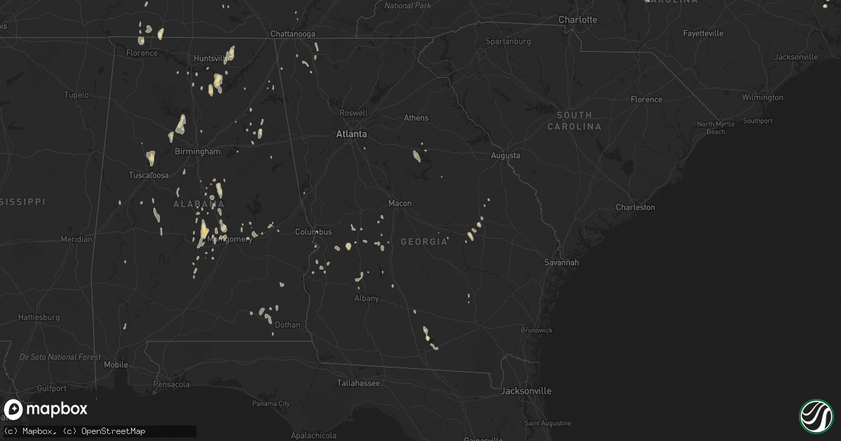 Hail map in Georgia on May 20, 2017
