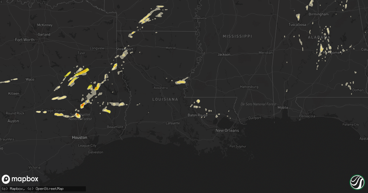 Hail map in Louisiana on May 20, 2017