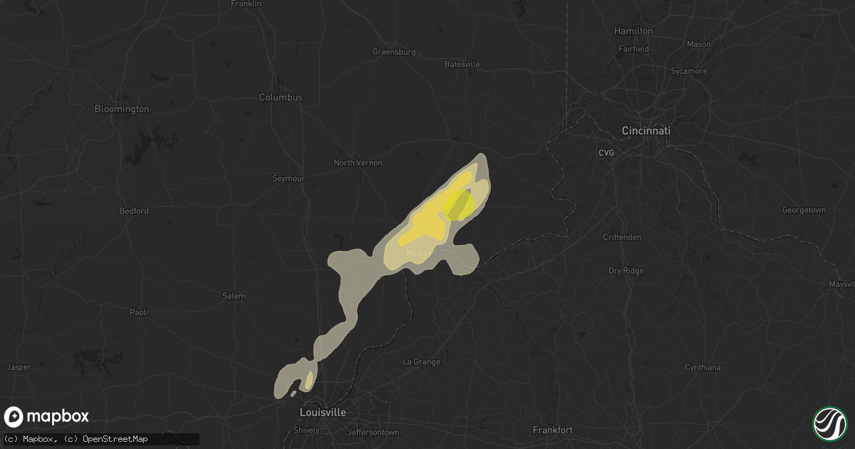 Hail map in Madison, IN on May 20, 2017