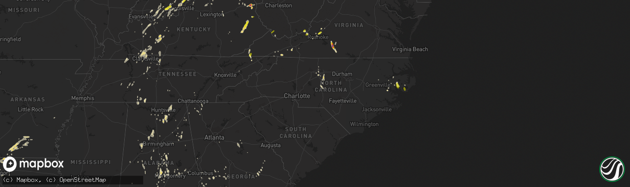 Hail map in North Carolina on May 20, 2017