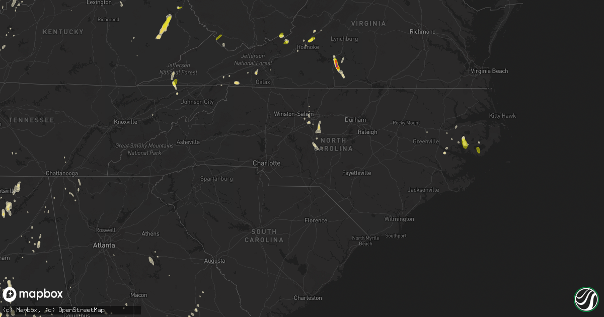 Hail map in North Carolina on May 20, 2017