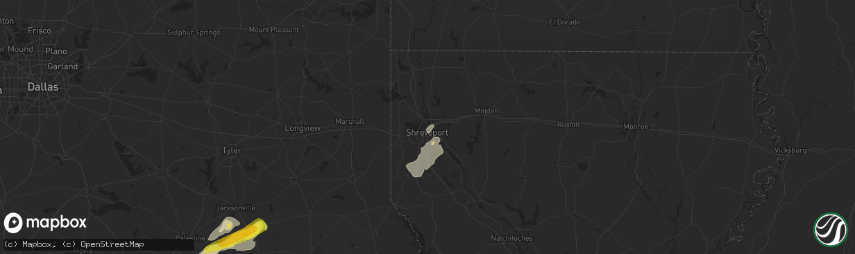 Hail map in Shreveport, LA on May 20, 2017