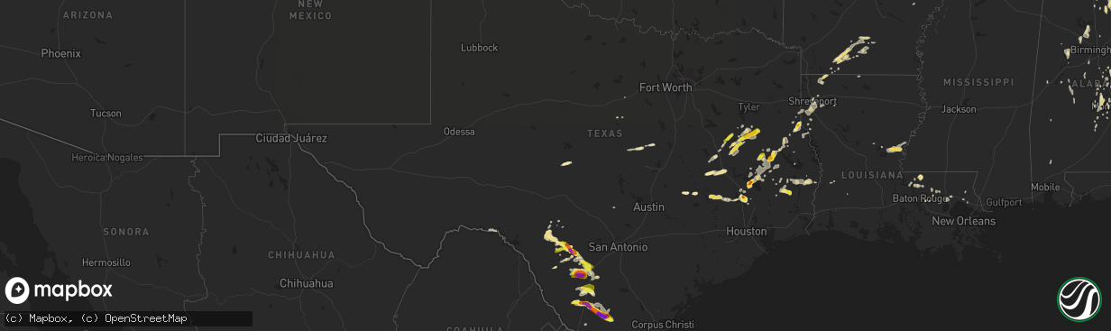 Hail map in Texas on May 20, 2017