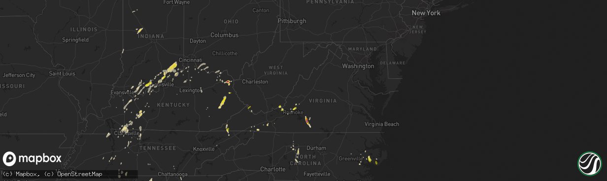 Hail map in Virginia on May 20, 2017