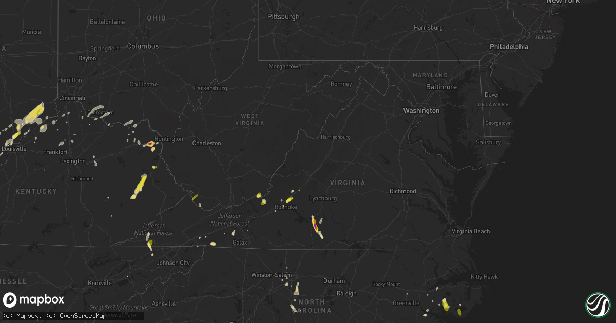 Hail map in Virginia on May 20, 2017