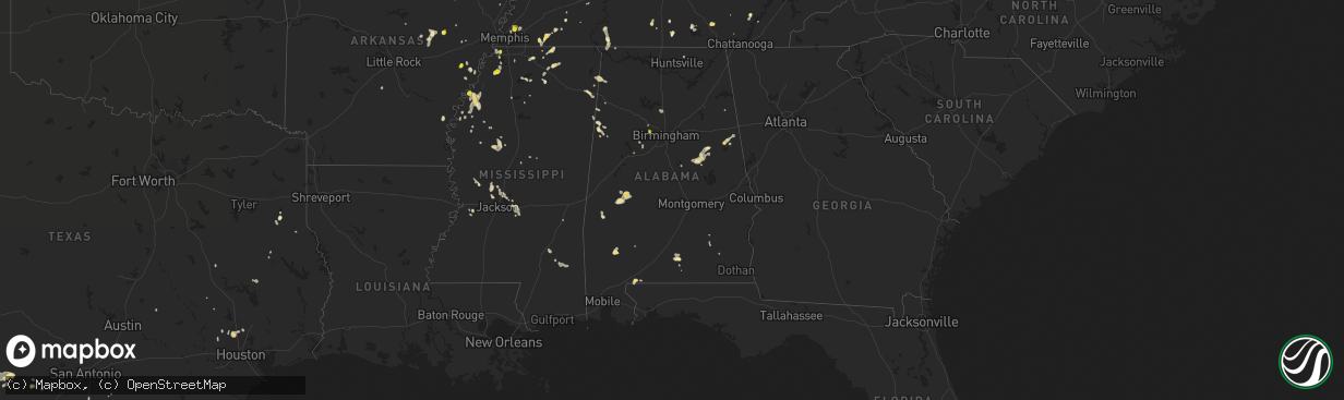 Hail map in Alabama on May 20, 2018