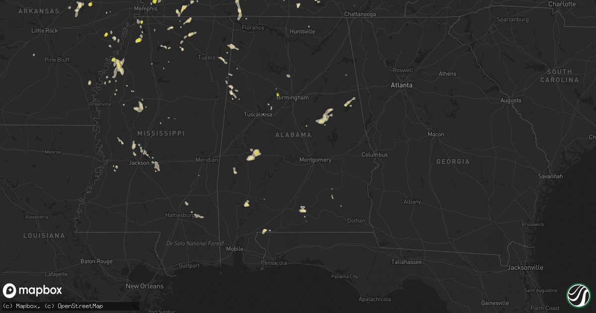Hail map in Alabama on May 20, 2018