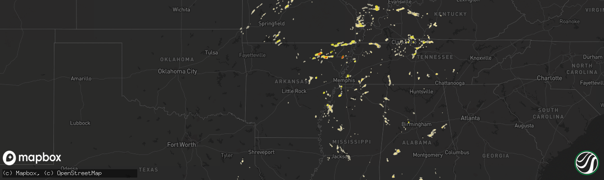 Hail map in Arkansas on May 20, 2018