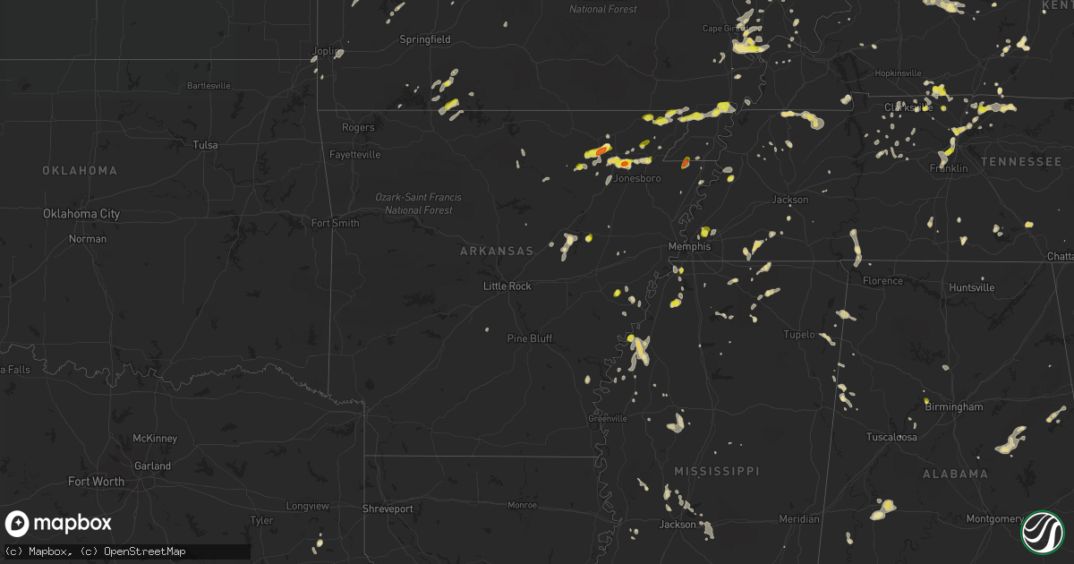 Hail map in Arkansas on May 20, 2018